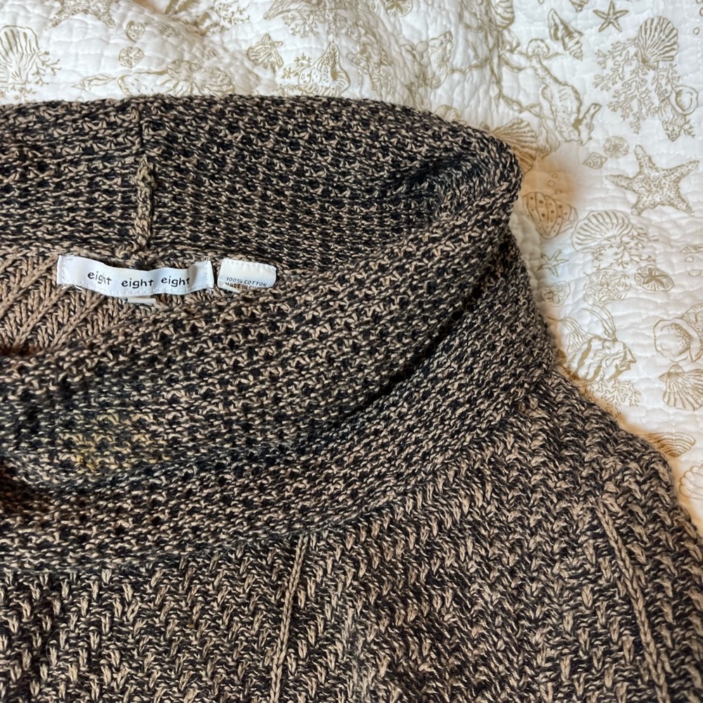 Anthropologie Eight Eight Eight M Brown Tan Cowl Neck Fall Casual Office Sweater